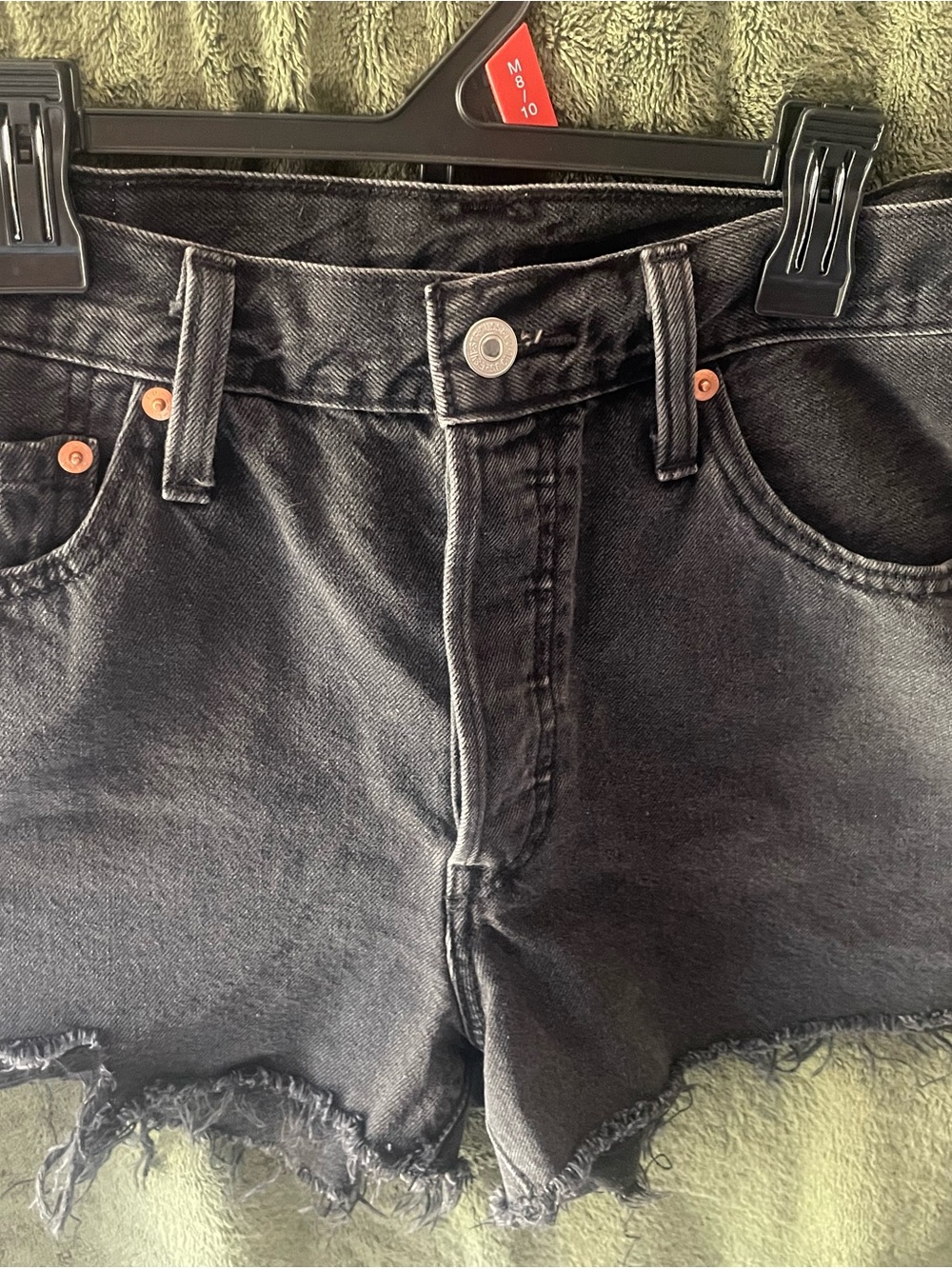 Levi's Black Distressed Denim Cutoff Shorts